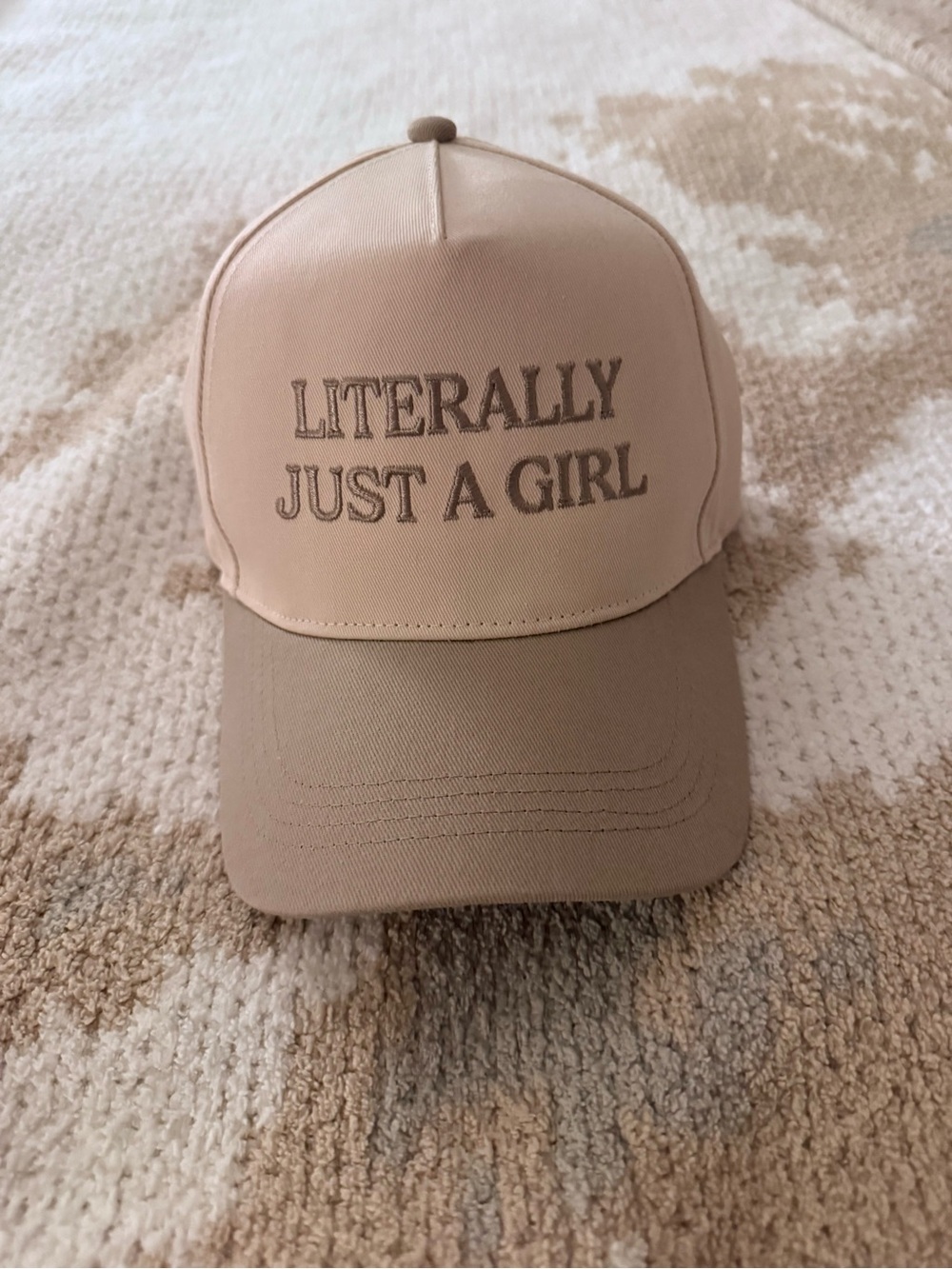 Beige 'Literally Just A Girl' Trucker Hat